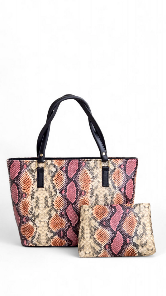 Multicoloured Snakeskin Tote