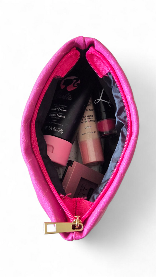 Pink Quilted Cosmetic Pouch