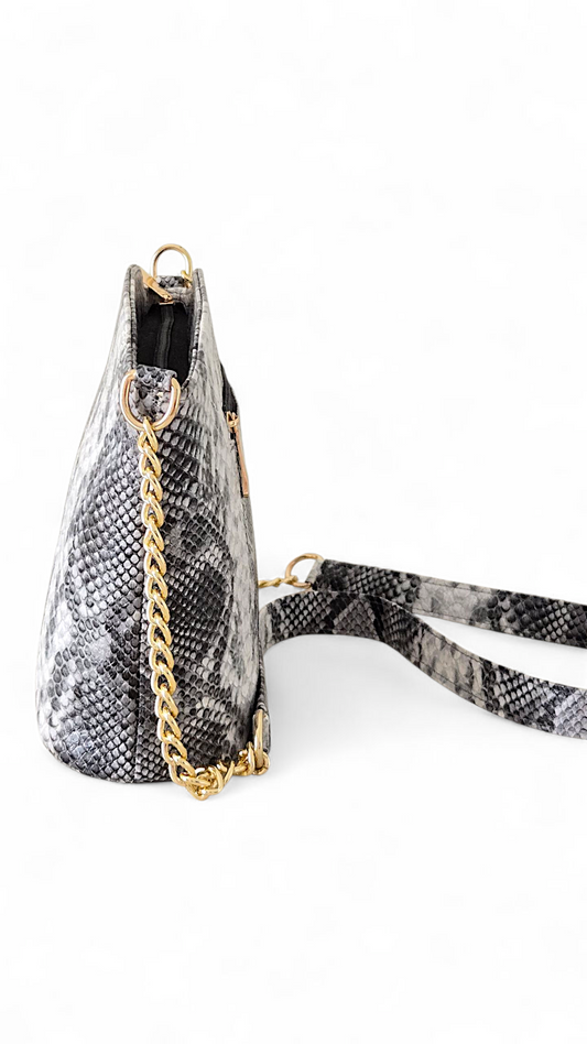 3 Toned Snakeskin Classic Crossbody