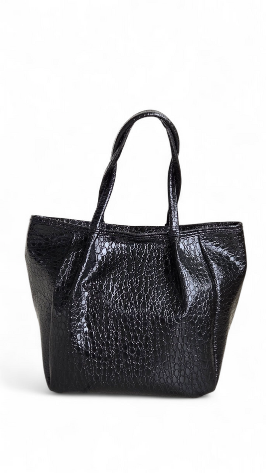 Black Crocodile Casual Tote