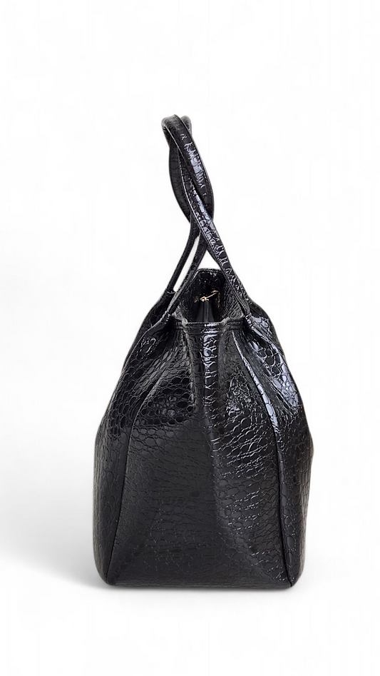 Black Crocodile Casual Tote