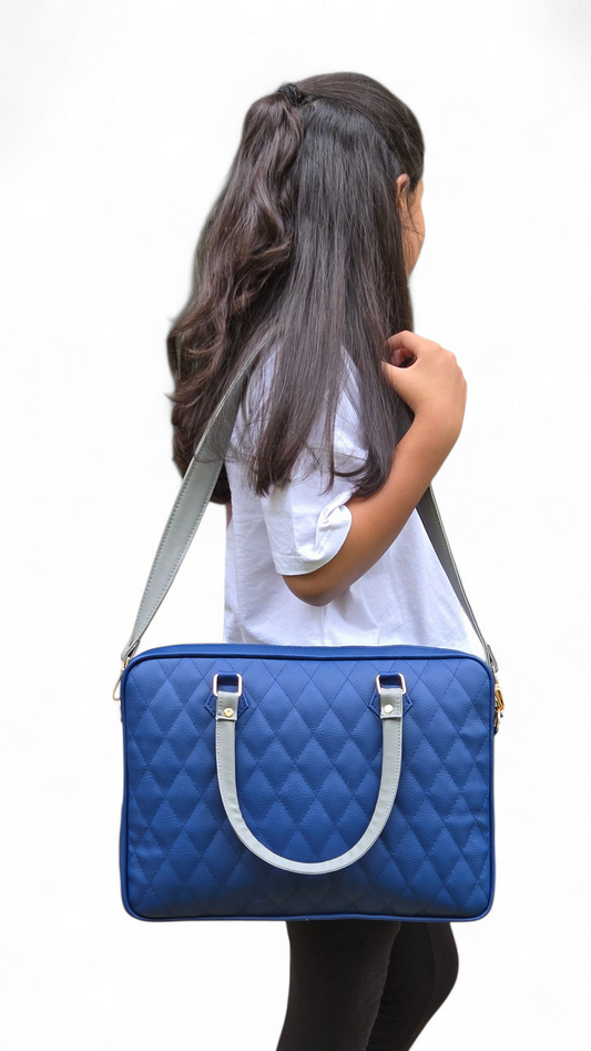 Blue Quilted Laptop bag