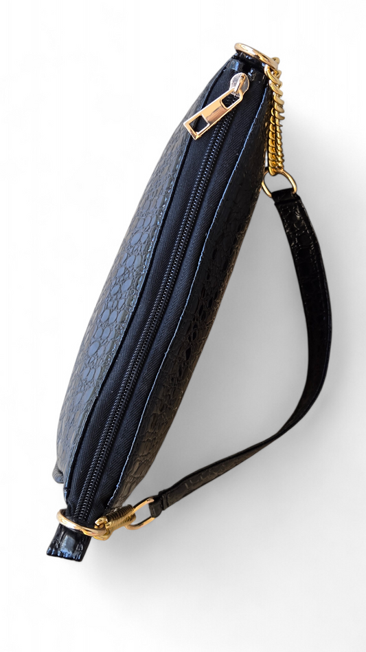 Black Crocodile Long-Mini Bag