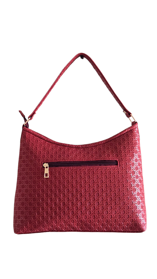 Maroon Textured Shoulder Bag