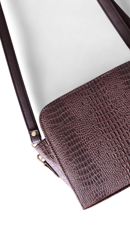 Textured Brown Crocodile Crossbody