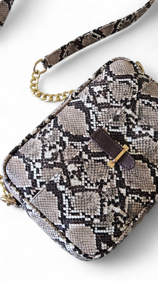 Brown Snakeskin Crossbody