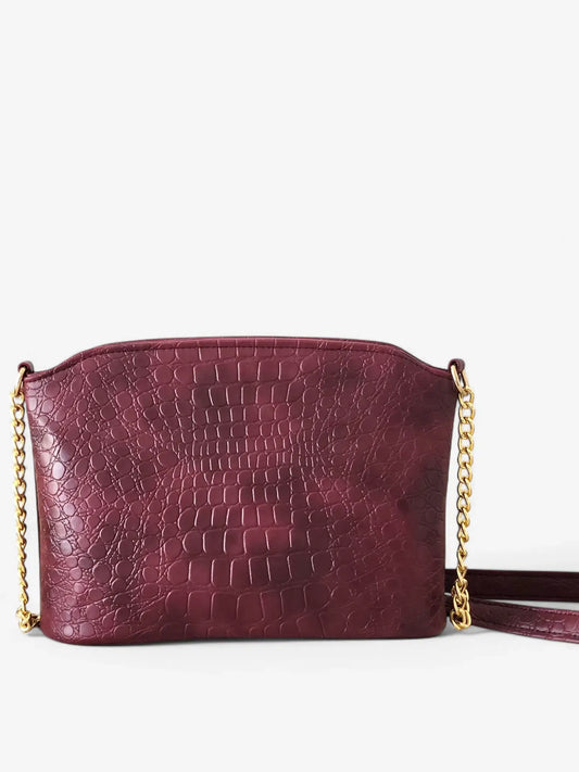 Burgundy Crocodile Classic Crossbody