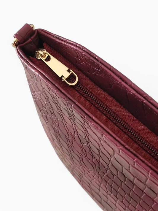 Burgundy Crocodile Classic Crossbody