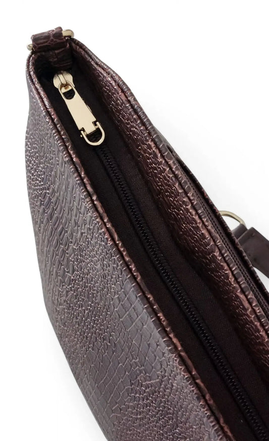 Brown Crocodile Classic Crossbody
