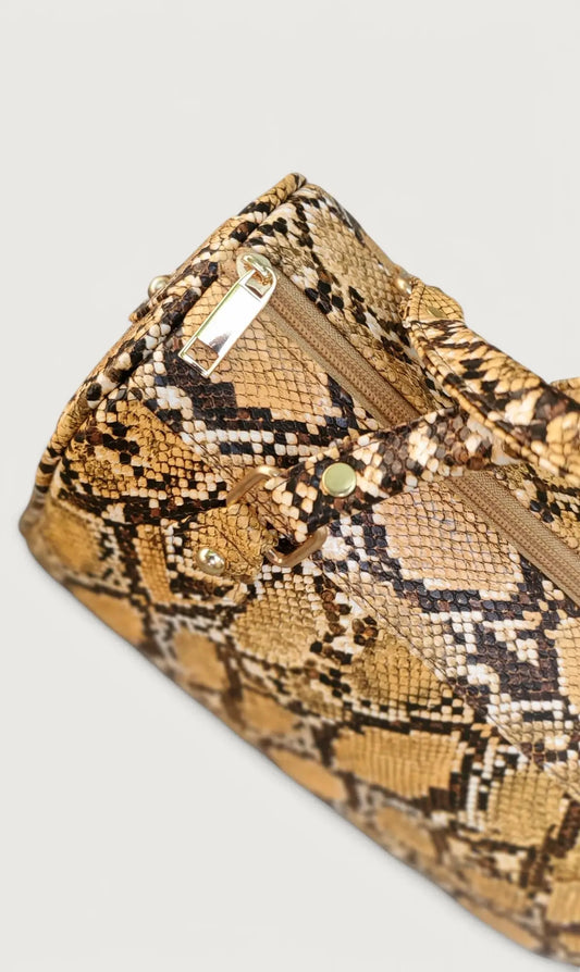 Mustard Yellow Snake Skin Duffle Bag