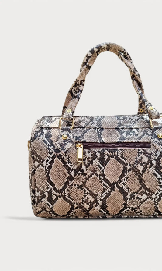 Brown Snake Skin Duffle Bag