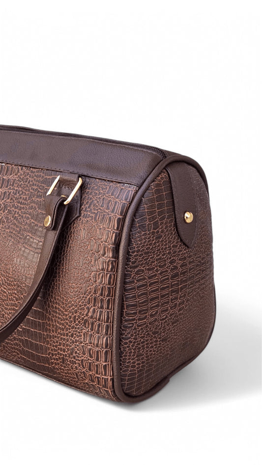 Brown Crocodile Duffle Bag