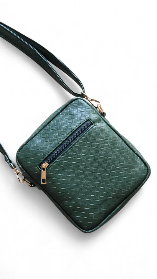 Green Chittai Double Zipper Crossbody