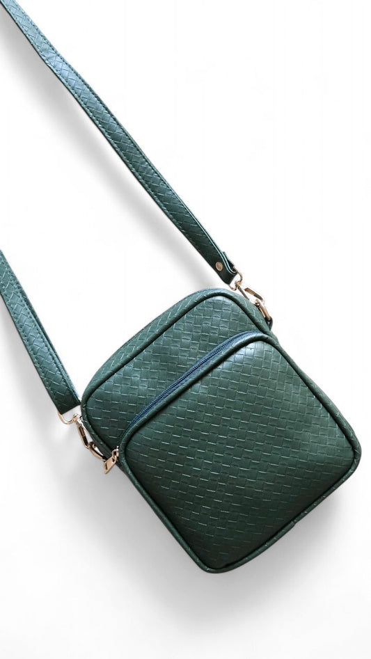 Green Chittai Double Zipper Crossbody