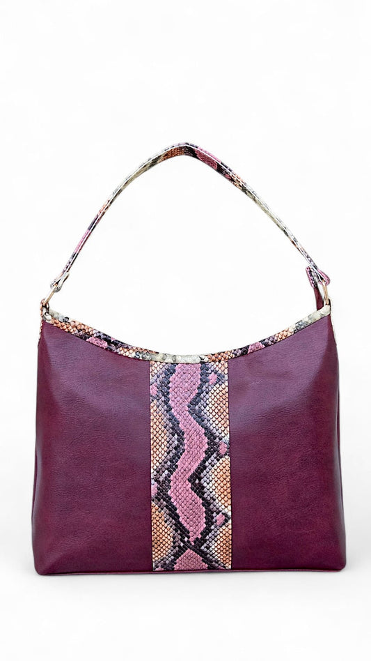Maroon Snake Skin Shoulder Bag