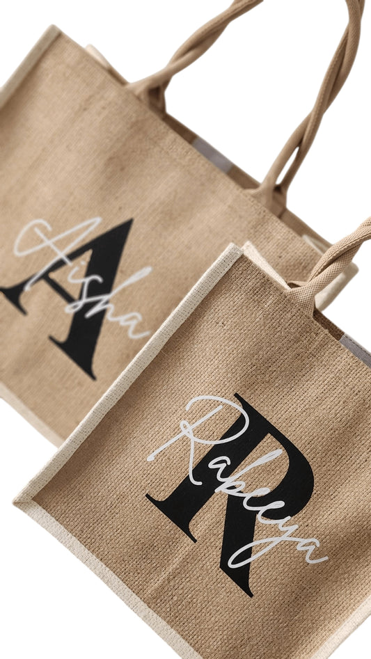 Personalized Name Jute Bags