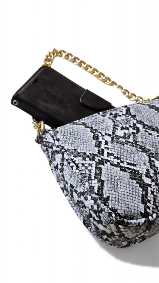 Mini Black and White Snakeskin