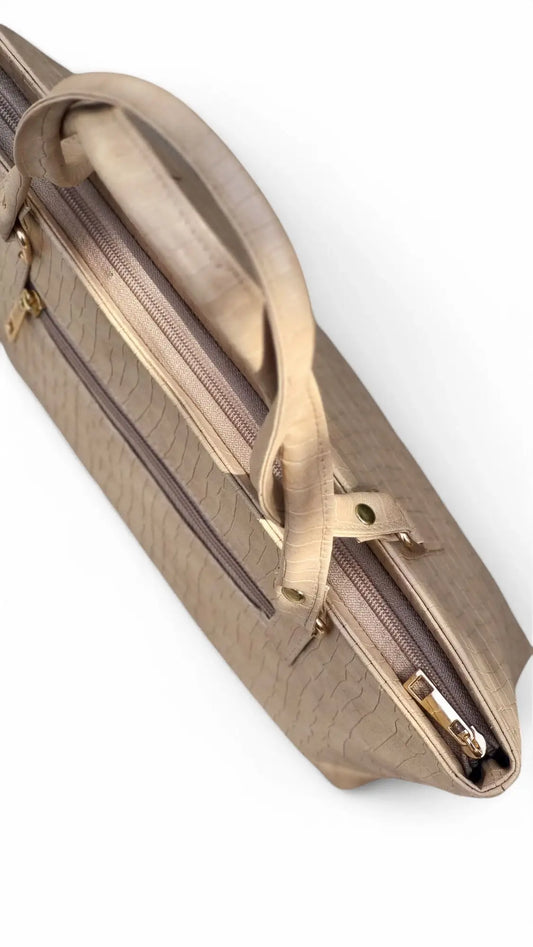 Beige Crocodile Tote