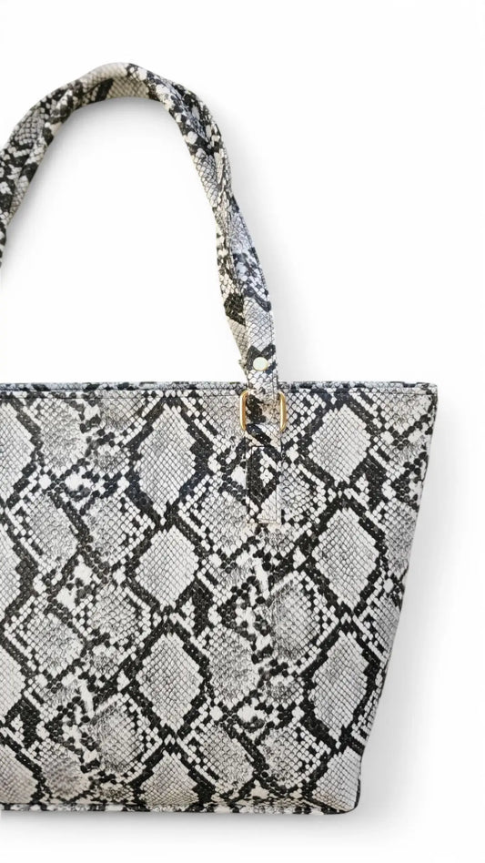 Black and White Snakeskin Tote