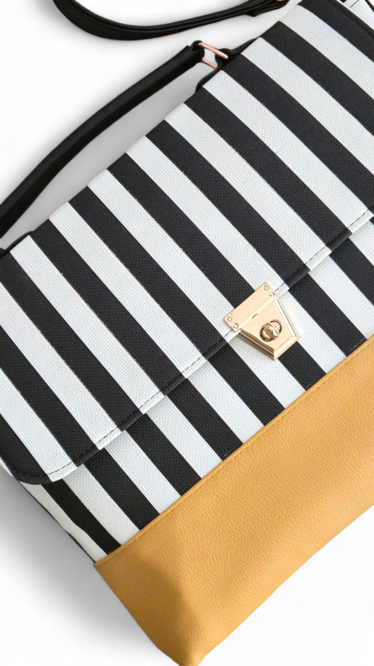 Striped/mustard  laptop bag