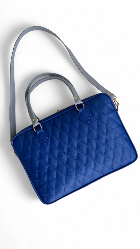 Blue Quilted Laptop bag
