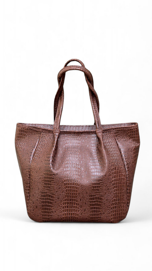 Brown Crocodile Casual Tote