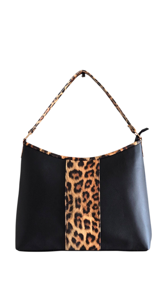 Black Leopard Print Shoulder Bag