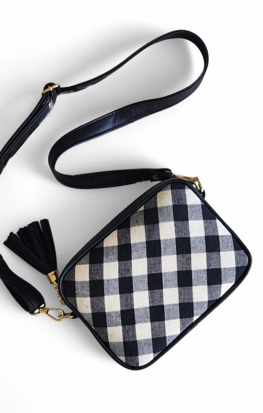 Black and White Checkered Crossbody