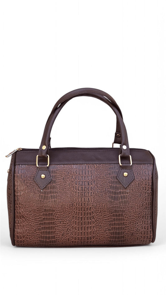 Brown Crocodile Duffle Bag