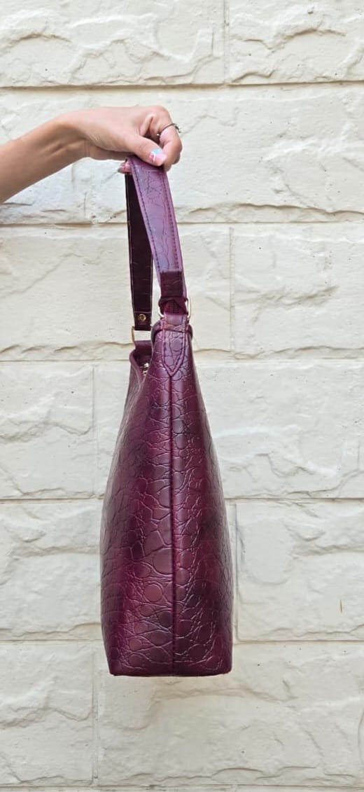 Burgundy Snake Skin Shoulder Bag